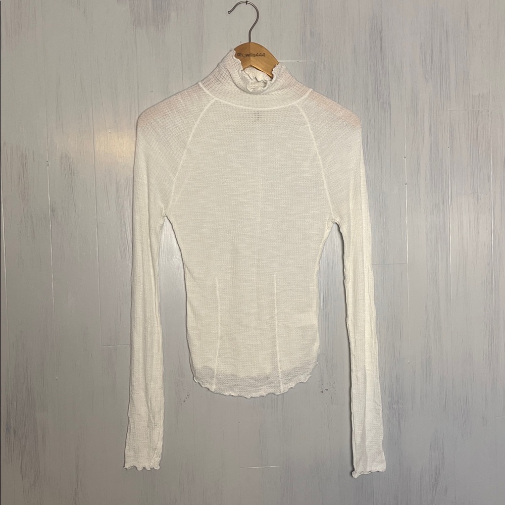 Intimately Free People Make It Easy Waffle Knit Lettuce Hem Thermal White‎ XS - Picture 4 of 8